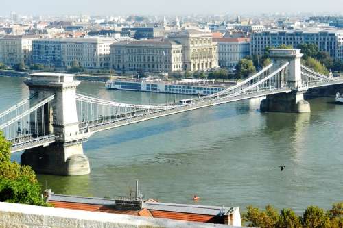 Budapest Chain Bridge River Water Architecture