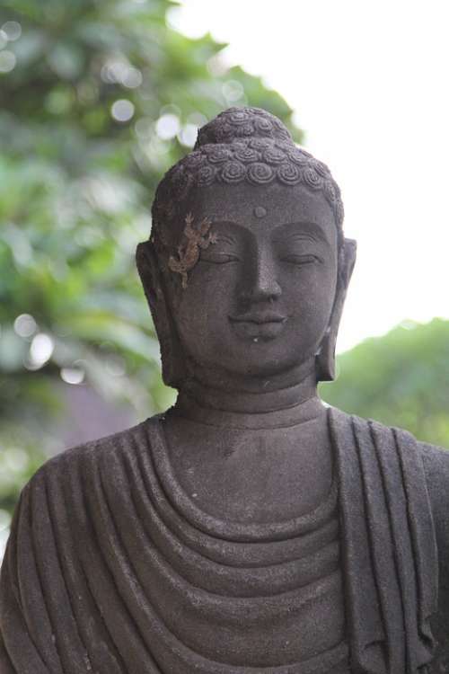 Buddha Statue Grey Stone Bali Indonesia
