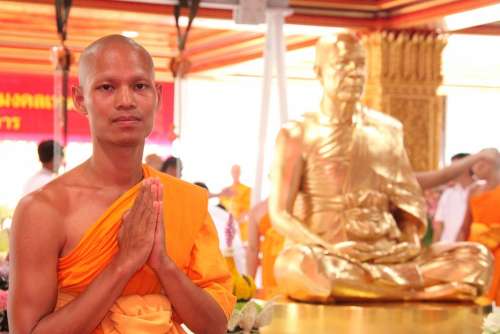 Buddhist Pray Buddhists Monks Robe Orange