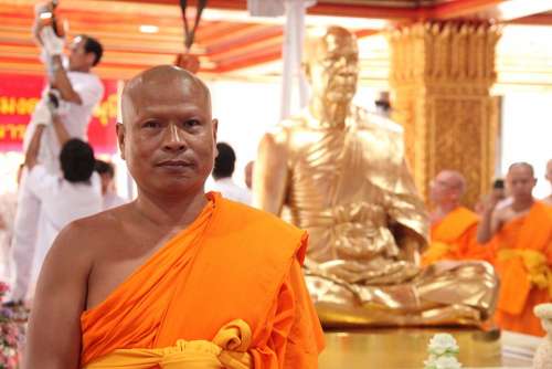 Buddhist Buddhists Monks Robe Orange Thailand Wat
