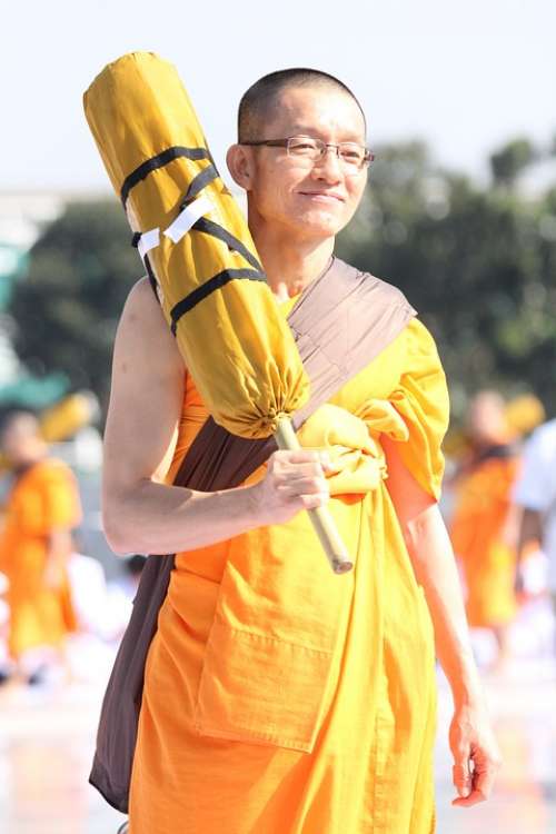 Buddhists Monks Buddhism Walk Orange Robes Thai
