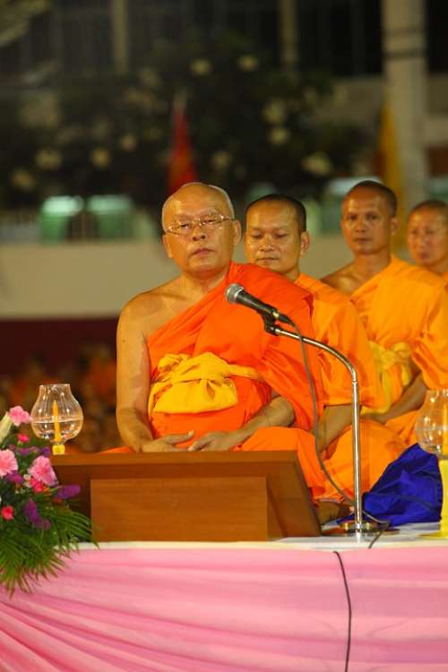 Buddhists Monks Orange Robes Ceremony Convention