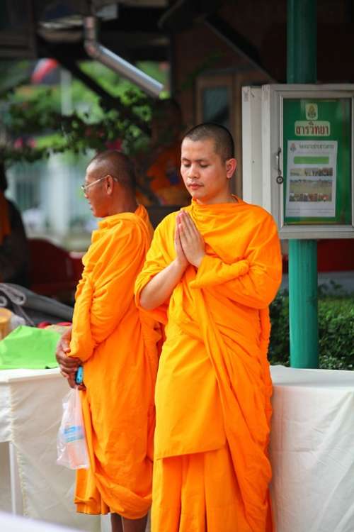 Buddhists Monks Orange Robes Ceremony Convention