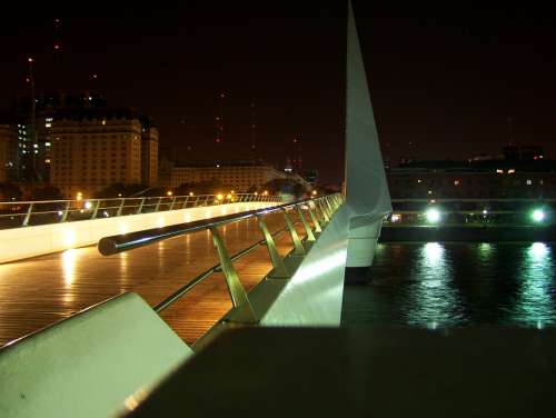Buenos Aires Argentina Bridge Water River Night
