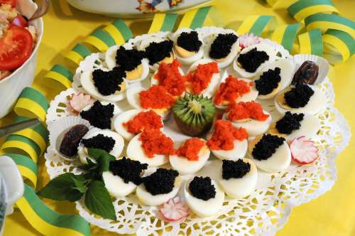 Buffett Egg Caviar Salmon Eat Food Delicious