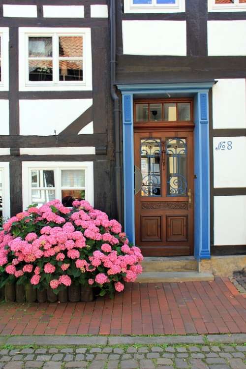 Building House Truss Door Flowers Idyll Window