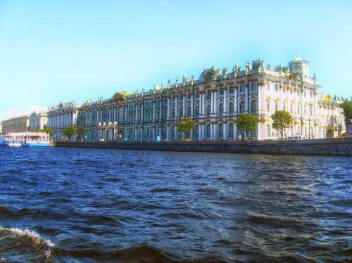 Building Winter Palace River Bog Peter Russia
