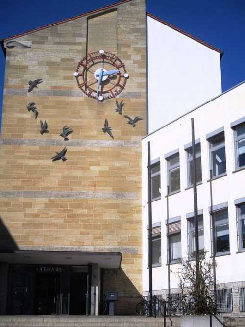 Building Town Hall Friedrichshafen Clock Facade