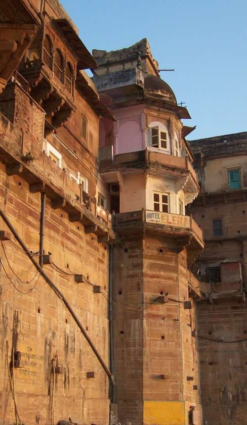 Building Ancient Old Varanasi Brick Tower Wall