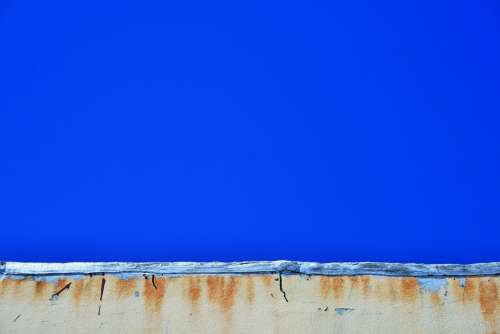 Building Wall Stained Rust Weathered Sky Blue