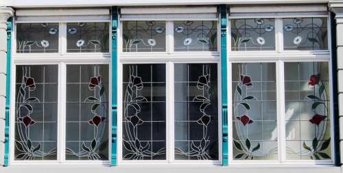 Building Art Nouveau Window Glass Decorated