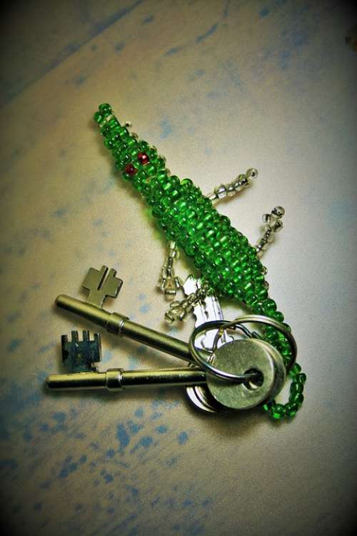 Bunch Of Keys Key Ring Keys Green Beads Wire