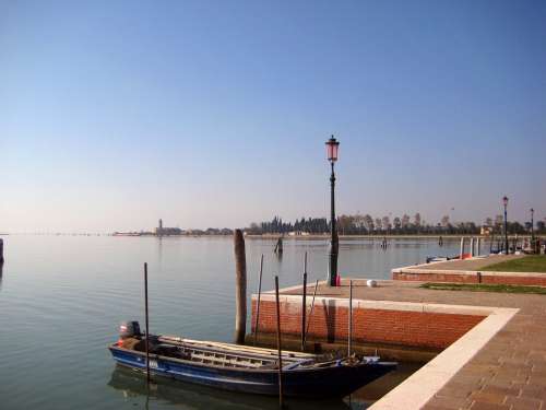 Burano Venice Boat Port Anchorage Italy Promenade