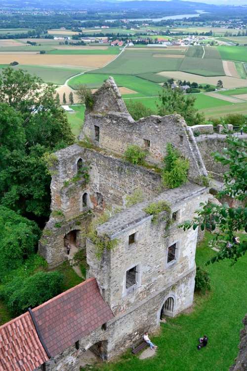 Burgruine Schaunburg Aerial Eferding Austria Ruin