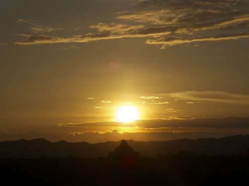 Burma Bagan Sunset Sun Sky
