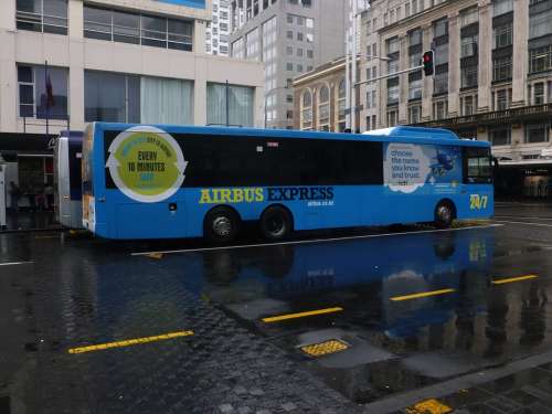 Bus Auckland Parking Lot New Zealand Blue