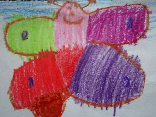 Butterfly Children Drawing Colorful Spring Child