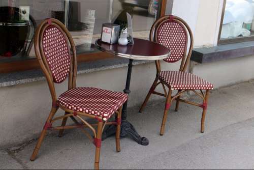 Cafe Bistro Seat Chairs Table Gastronomy