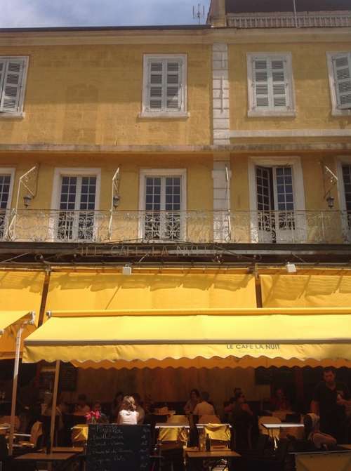 Cafe Arles Yellow Building Windows Architecture