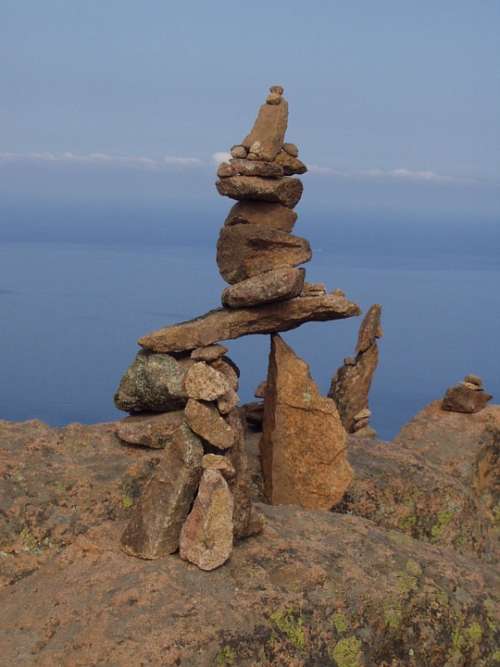 Cairn Steinmann Stones Outlook Sea Corsica