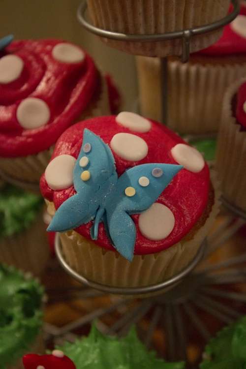 Cake Butterfly Icing Red Blue Pudding Cupcake