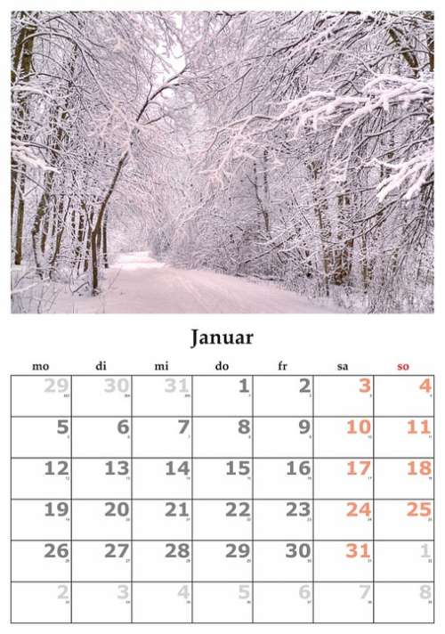 Calendar Month January January 2015