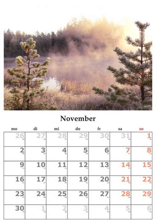 Calendar Month November November 2015