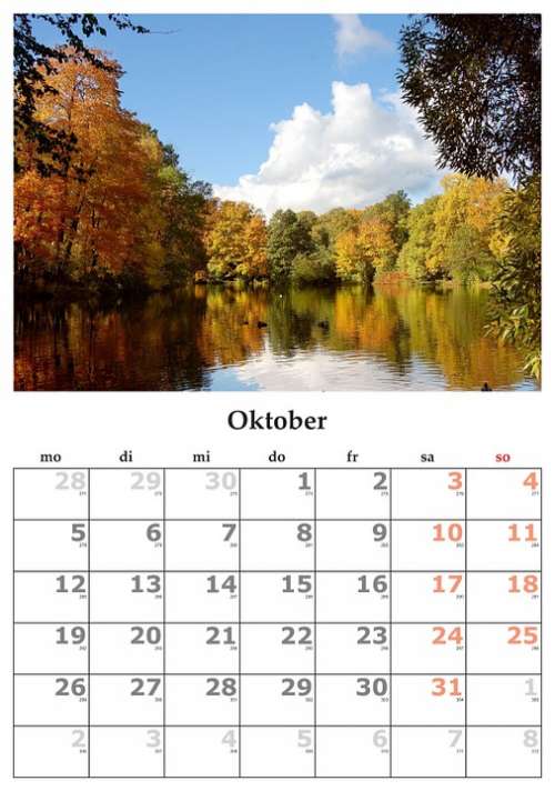 Calendar Month October October 2015