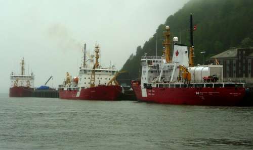 Canadien Coast Guard Vessel Ship Rainy Day