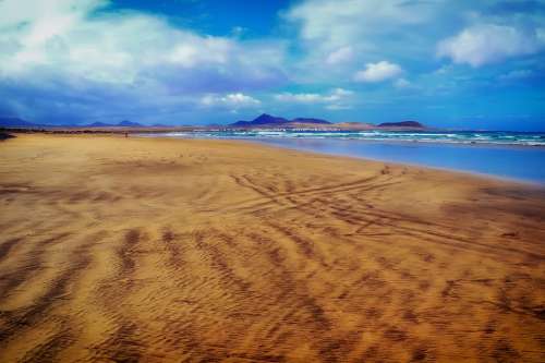 Canary Islands Sea Ocean Beach Sand Vista