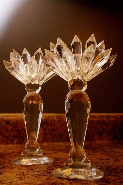 Candle Holder Crystal Design Clear Stand Hold
