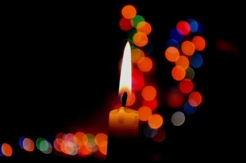 Candle Bokeh Lights Flame Warmth Warm Romantic