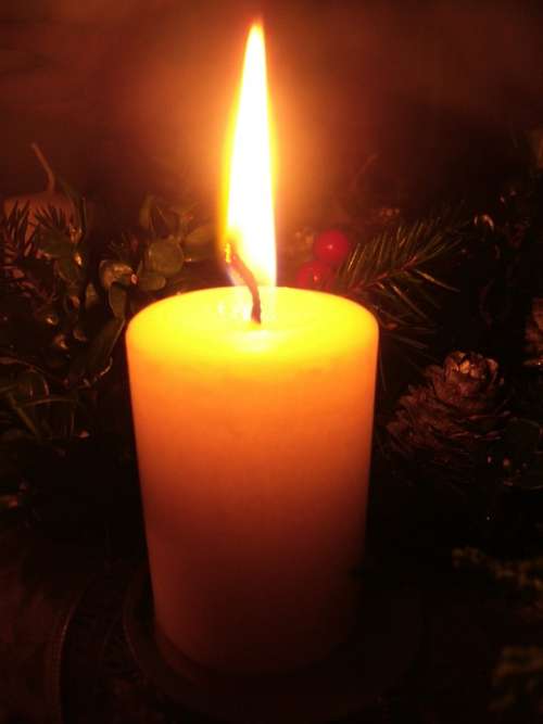 Candle Winter Christmas Light Yellow Fire Flame