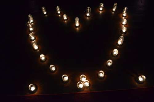 Candles Heart Night
