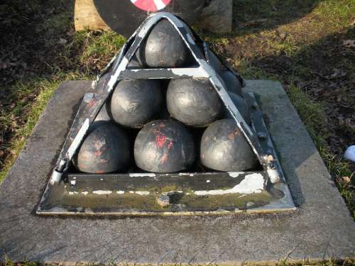 Cannon Balls Old Bolted Iron Pyramid Iron Cement
