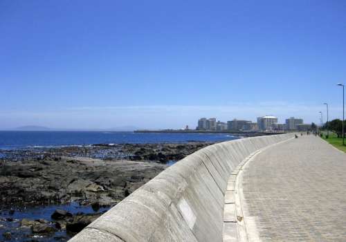 Cape Town Promenade Sea Wall Sea Shore Town Water