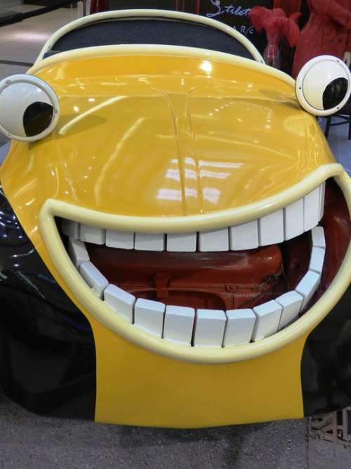 Car Auto Yellow A Smile Toy Eyes