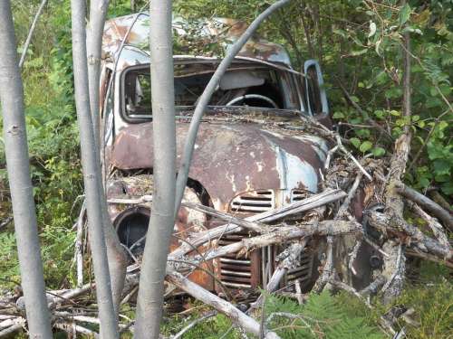 Car Junk Rust Damaged Old Automobile Abandoned