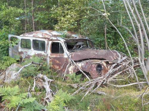 Car Junk Rust Damaged Old Automobile Abandoned