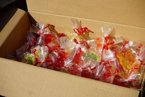 Cardboard Gummi Bears Packed Sachets Mitbringsel