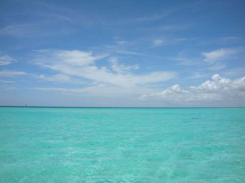 Caribbean Sea Ocean Blue Sky Horizon Water
