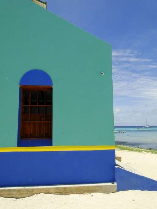 Caribbean Green Blue Window Corner