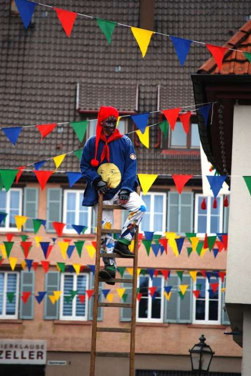 Carneval Clown Man Person Ladder Parade Germany