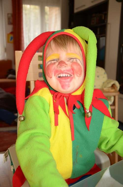 Carnival Boy Costume Harlequin Yellow Red Green