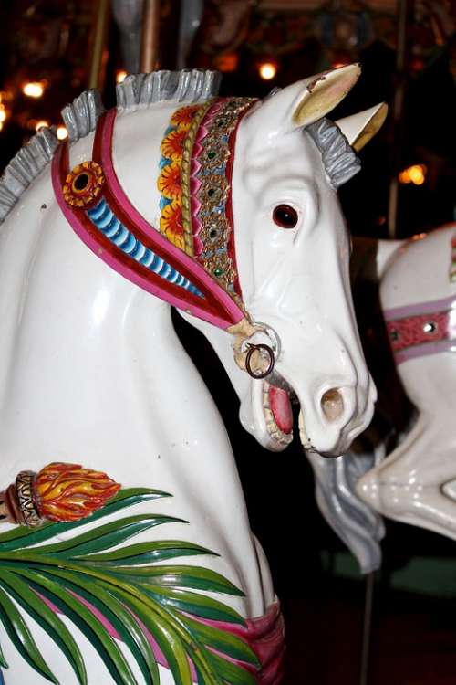 Carousel Horse Antique Prancer Vintage White