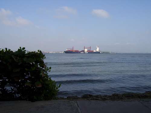 Cartagena Colombia Beach Caribbean Ocean Sea Ship
