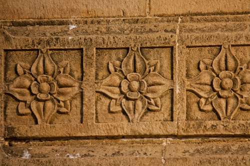 Carved Flower Pattern Wood Wall Vintage