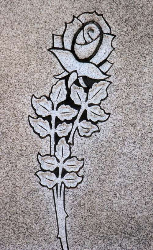 Carving Flowers Headstone Symbol Detail Granite
