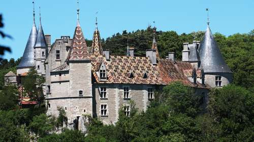 Castles Castle The Rochepot Burgundy France Blue