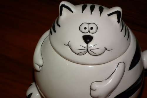 Cat Porcelain Figurine Tableware Sugar Bowl